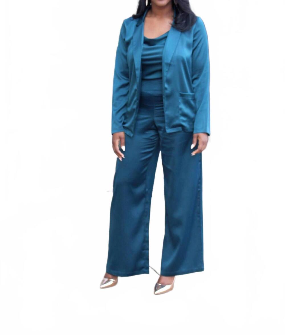 NEW GLAM robin satin boyfriend blazer in green